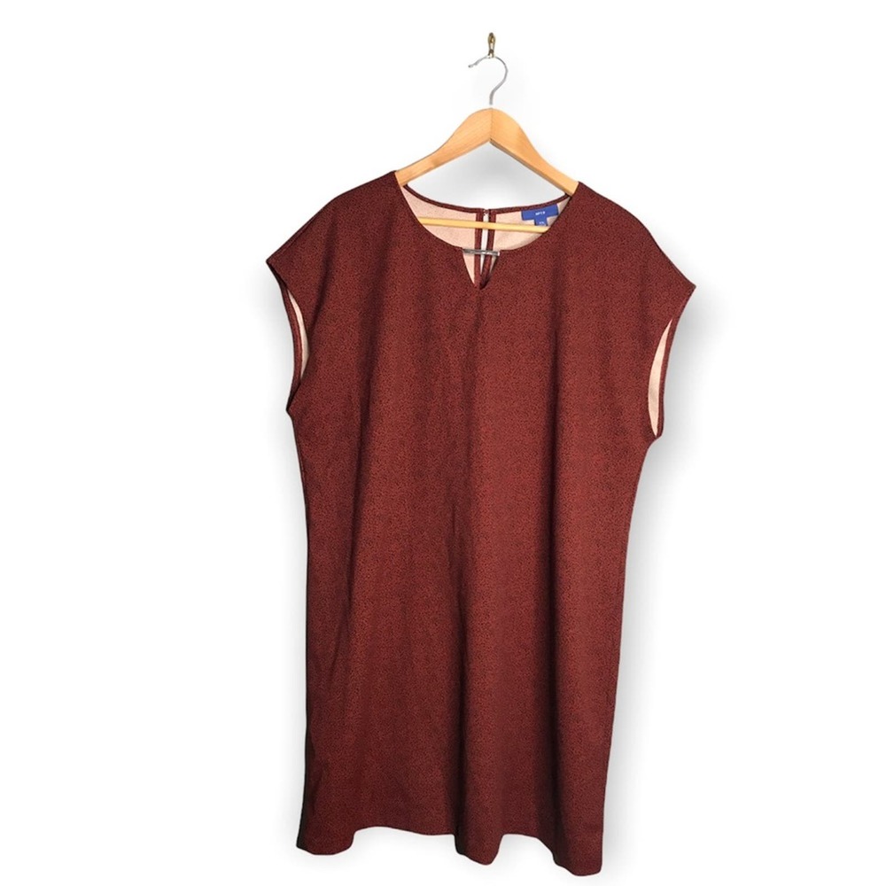 Apt. 9 | Animal Print Shift Dress Jeweled Keyhole Cutout Burnt Orange Red Color•